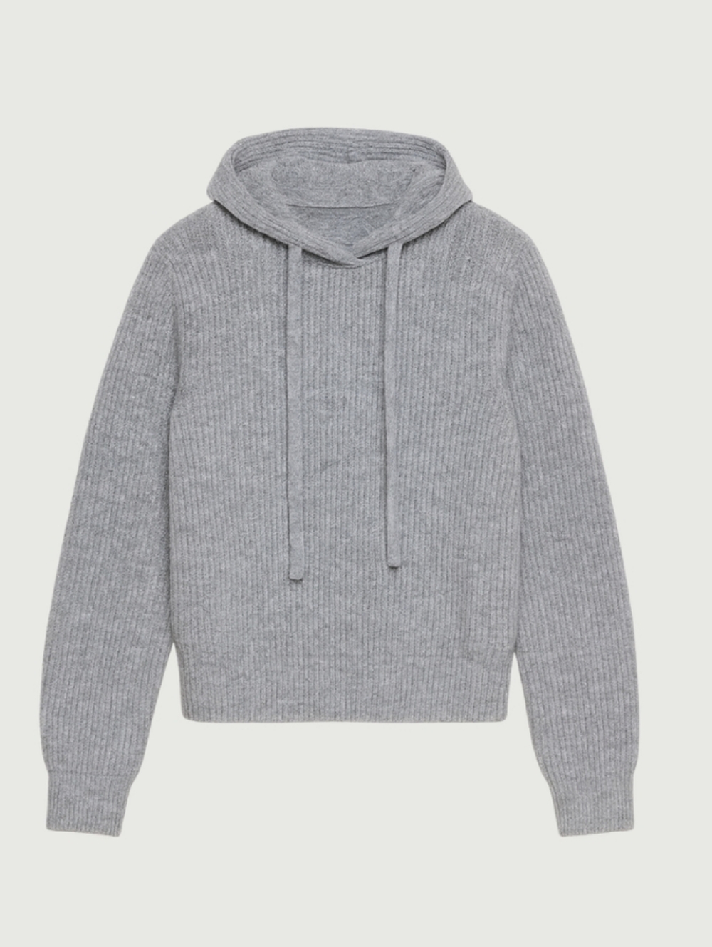 Gentle Fawn Ribbed Hooded Knit Sweater in Light Gray